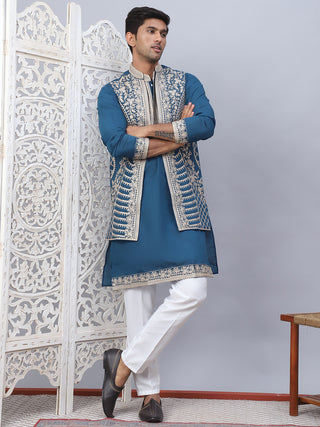 Men's Embroidered Waistcoat and Kurta Pyjama.