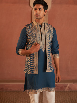 Men's Embroidered Waistcoat and Kurta Pyjama