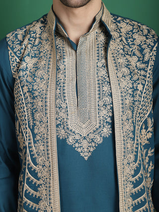 Men's Embroidered Waistcoat and Kurta Pyjama