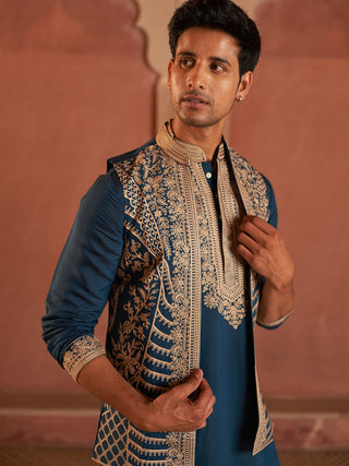 Men's Embroidered Waistcoat and Kurta Pyjama