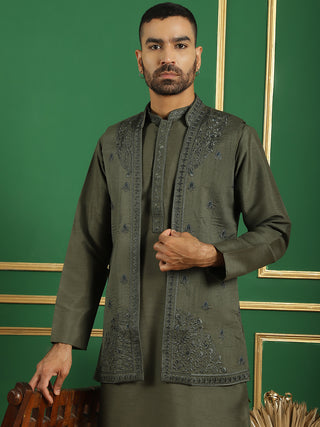 Men's Embroidered Waistcoat and Kurta Pyjama