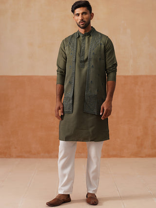 Men's Embroidered Waistcoat and Kurta Pyjama.