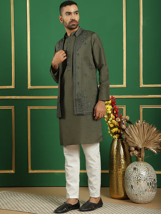 Men's Embroidered Waistcoat and Kurta Pyjama