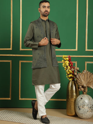 Men's Embroidered Waistcoat and Kurta Pyjama