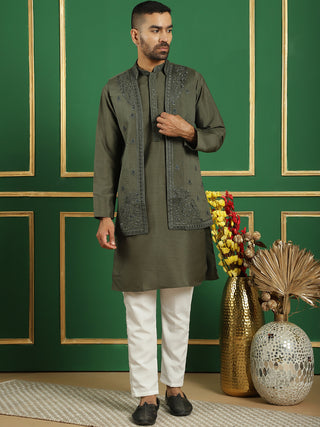 Men's Embroidered Waistcoat and Kurta Pyjama