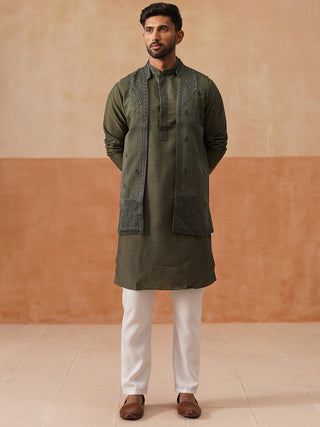 Men's Embroidered Waistcoat and Kurta Pyjama.