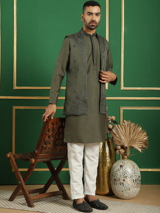 Men's Embroidered Waistcoat and Kurta Pyjama