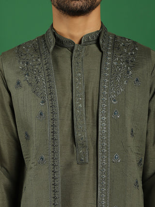 Men's Embroidered Waistcoat and Kurta Pyjama