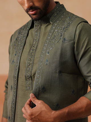 Men's Embroidered Waistcoat and Kurta Pyjama.
