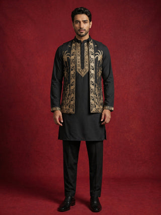 Men's Embroidered Waistcoat and Kurta Pyjama