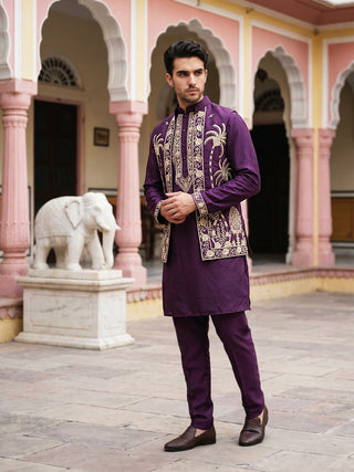 Men's Embroidered Waistcoat and Kurta Pyjama.