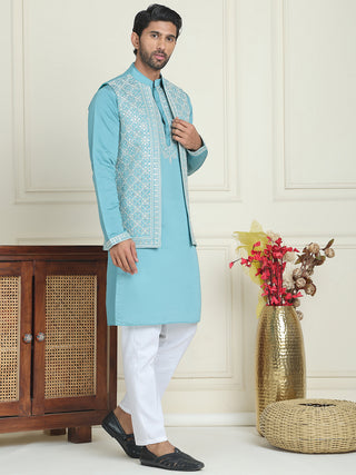 Men's Embroidered Waistcoat and Kurta Pyjama.