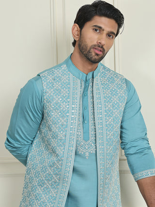 Men's Embroidered Waistcoat and Kurta Pyjama.