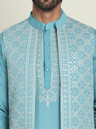 Men's Embroidered Waistcoat and Kurta Pyjama.