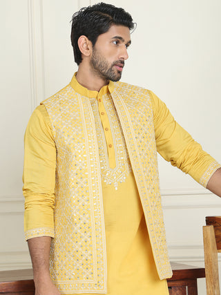 Men's Embroidered Waistcoat and Kurta Pyjama.