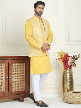 Men's Embroidered Waistcoat and Kurta Pyjama.