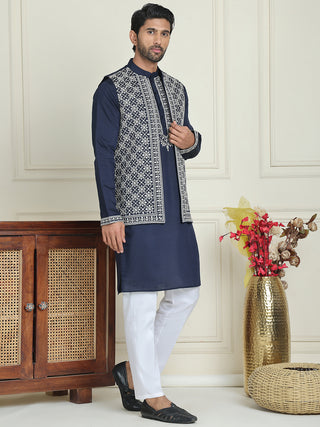 Men's Embroidered Waistcoat and Kurta Pyjama.