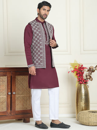 Men's Embroidered Waistcoat and Kurta Pyjama.