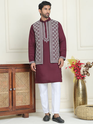 Men's Embroidered Waistcoat and Kurta Pyjama.