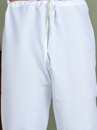 Embroidered Waistcoat & Solid Kurta Pyjama For Men