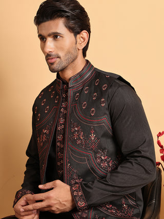 Embroidered Waistcoat and Kurta Pyjama For Men