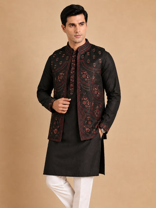 Embroidered Waistcoat and Kurta Pyjama For Men