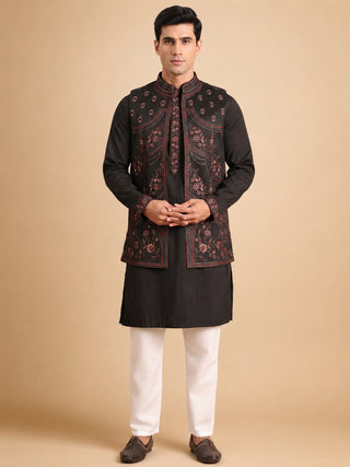 Embroidered Waistcoat and Kurta Pyjama For Men
