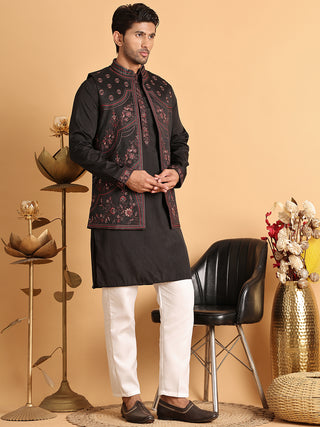 Embroidered Waistcoat and Kurta Pyjama For Men