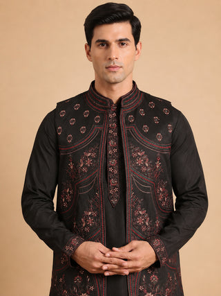 Embroidered Waistcoat and Kurta Pyjama For Men