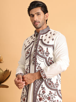 Embroidered Waistcoat and Kurta Pyjama For Men