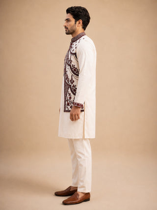 Embroidered Waistcoat and Kurta Pyjama For Men
