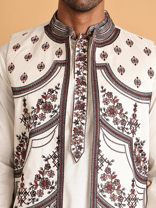 Embroidered Waistcoat and Kurta Pyjama For Men