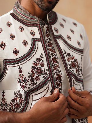 Embroidered Waistcoat and Kurta Pyjama For Men
