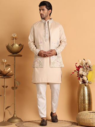 Embroidered Waistcoat and Kurta Pyjama For Men