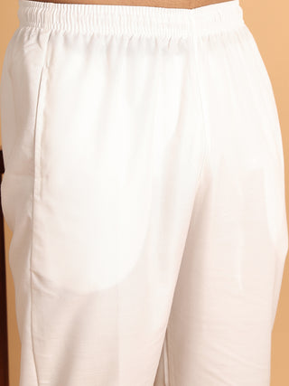 Embroidered Waistcoat & Solid Kurta Pyjama For Men