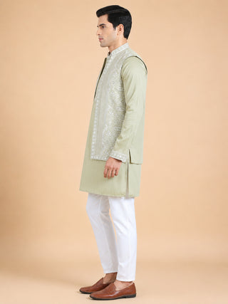 Embroidered Waistcoat and Kurta Pyjama For Men
