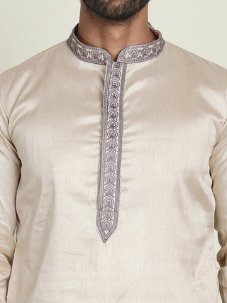 Embroidered Waistcoat & Solid Kurta Pyjama For Men