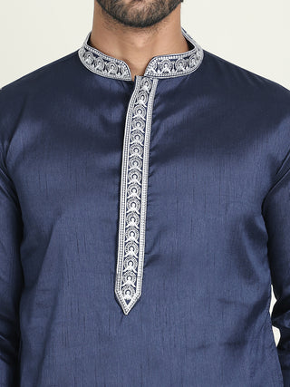 Embroidered Waistcoat & Solid Kurta Pyjama For Men