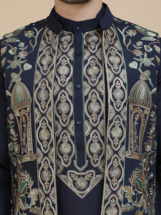 Embroidered Waistcoat and Kurta Pyjama For Men