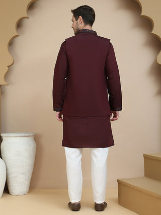 Embroidered Waistcoat and Kurta Pyjama For Men