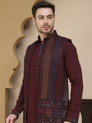 Embroidered Waistcoat and Kurta Pyjama For Men