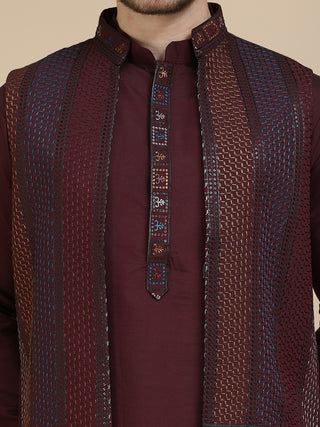 Embroidered Waistcoat and Kurta Pyjama For Men