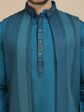 Embroidered Waistcoat and Kurta Pyjama For Men
