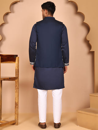 Classic Magenta Kurta Pyjama With Embroidered Waistcoat