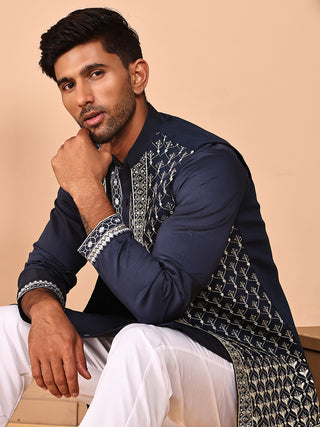 Classic Magenta Kurta Pyjama With Embroidered Waistcoat