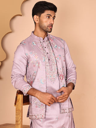Ethnic Kurta Set with Multicolor Embroidery Jacket