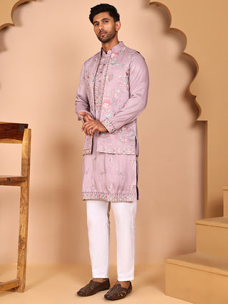 Ethnic Kurta Set with Multicolor Embroidery Jacket