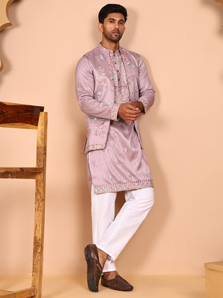 Ethnic Kurta Set with Multicolor Embroidery Jacket