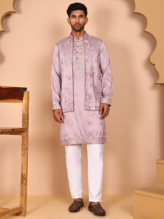 Ethnic Kurta Set with Multicolor Embroidery Jacket