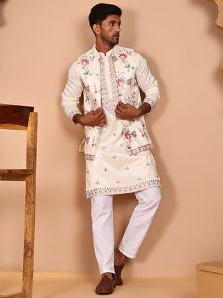 Ethnic Kurta Set with Multicolor Embroidery Jacket